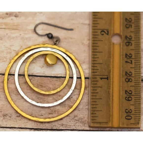 Vintage Multi Rings Elegant Two Tone Dangle Earrings - X26 - Picture 2 of 2